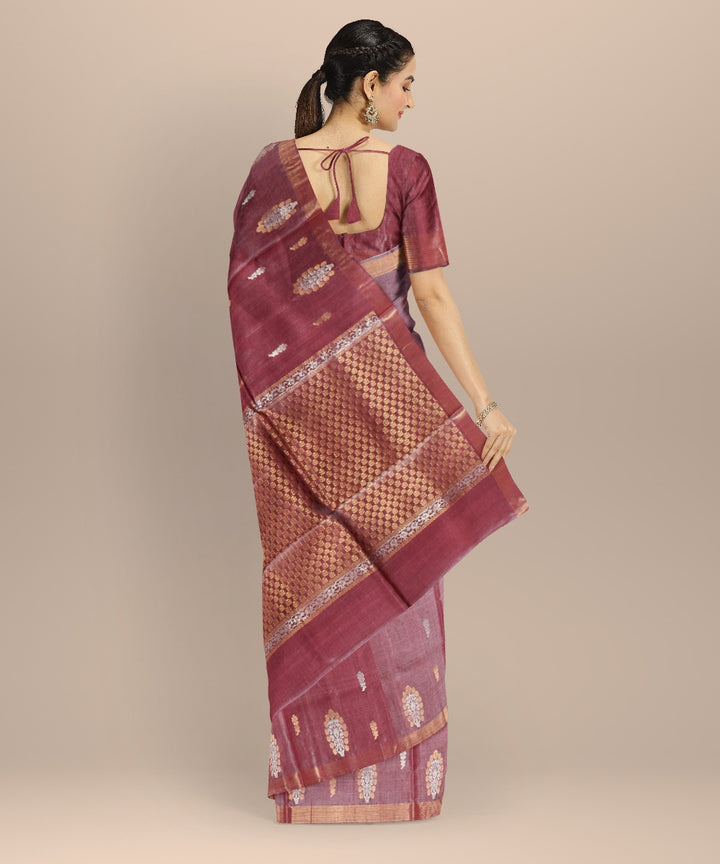 Maroon tussar silk handwoven chhattisgarh saree