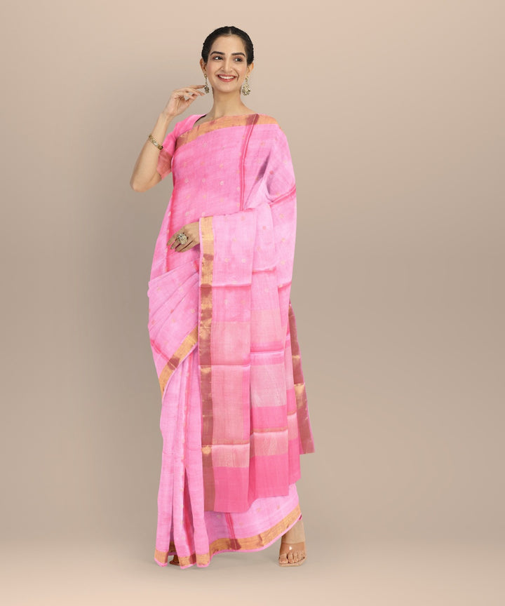 Pink tussar silk handloom chhattisgarh saree