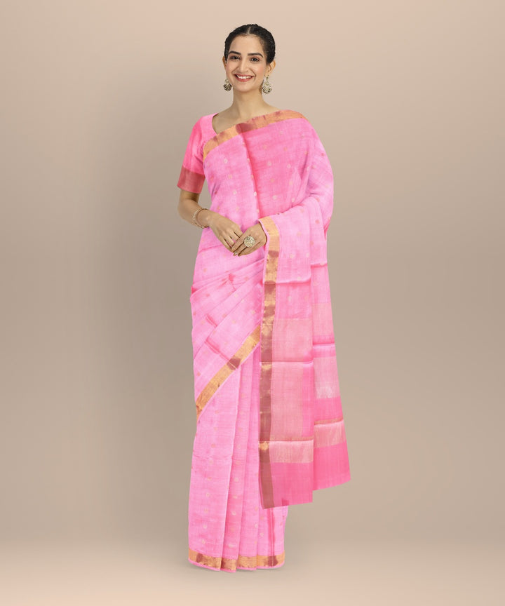 Pink tussar silk handloom chhattisgarh saree