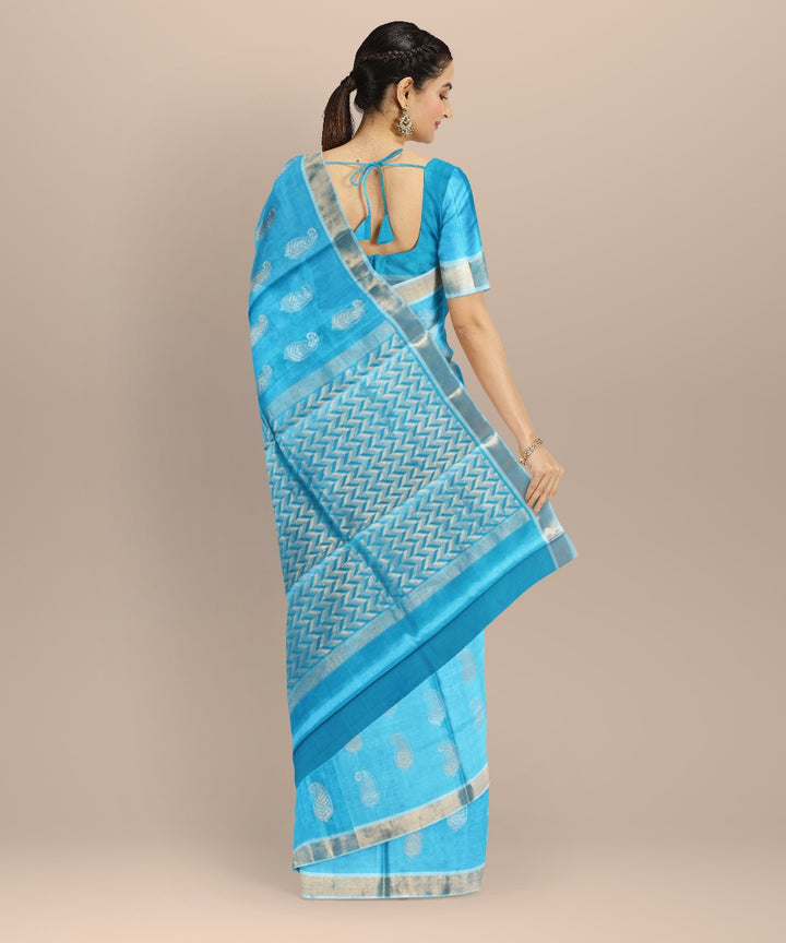 Sky blue tussar silk handwoven chhattisgarh saree