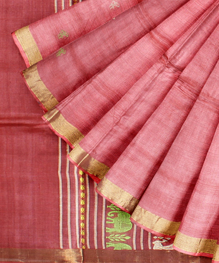 Brown tussar silk handwoven chhattisgarh saree