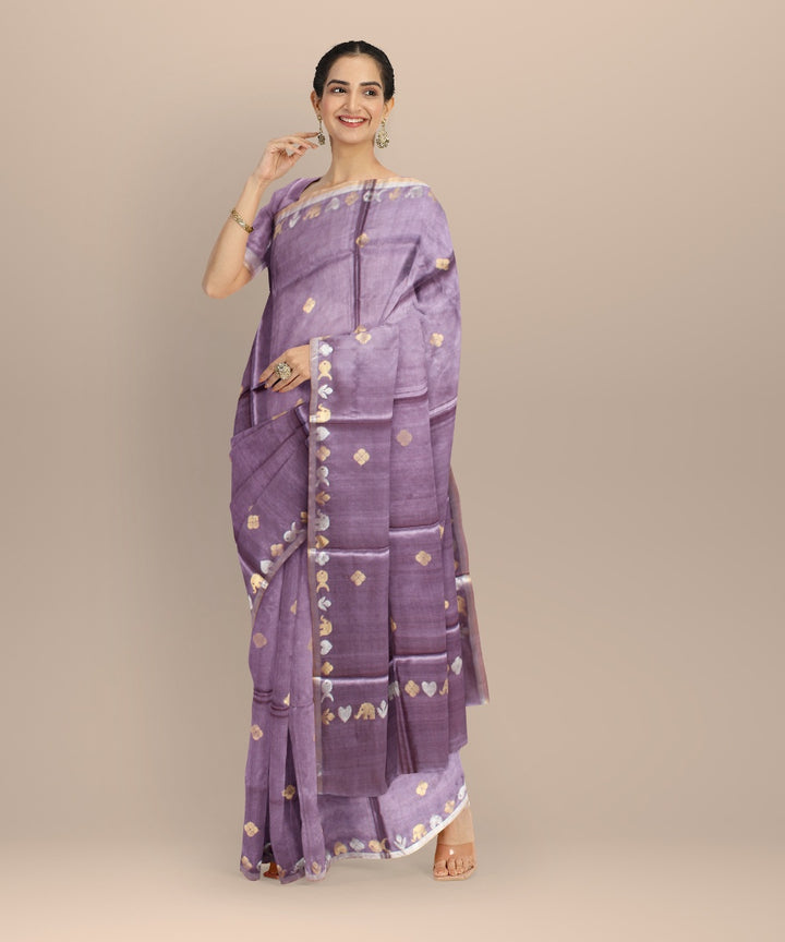 Purple tussar silk handwoven chhattisgarh saree