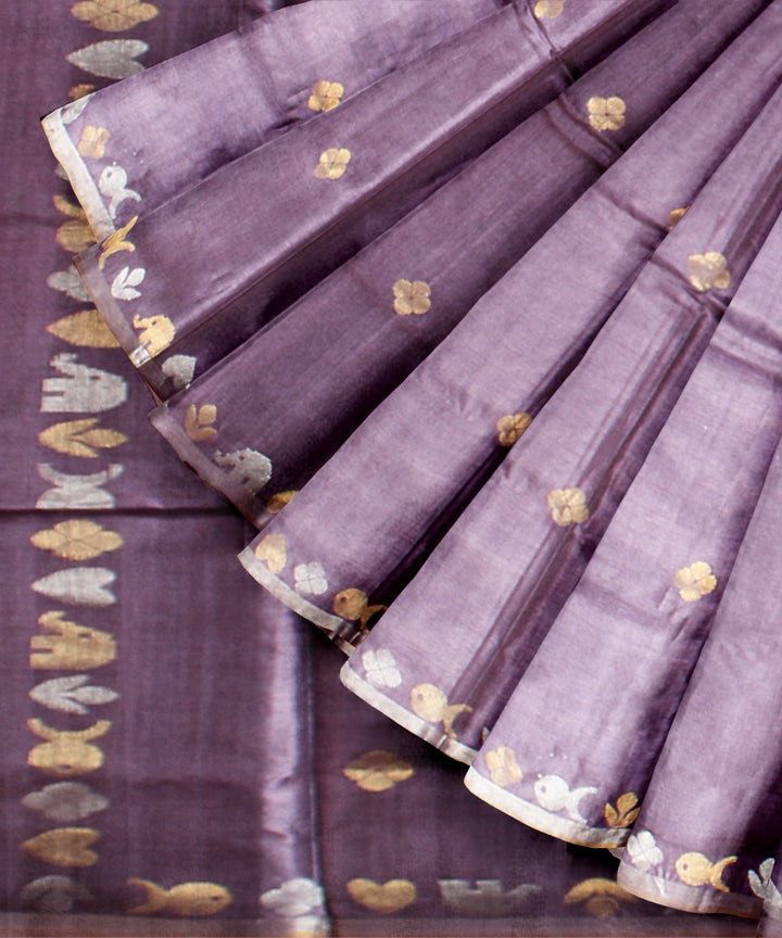 Purple tussar silk handwoven chhattisgarh saree