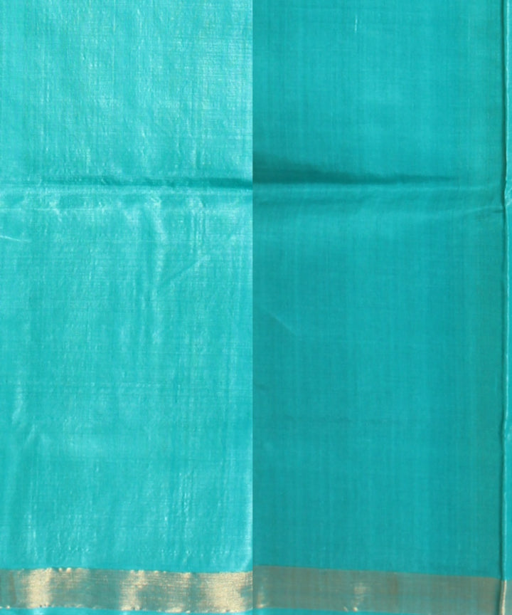 Cyan green tussar silk handwoven chhattisgarh saree