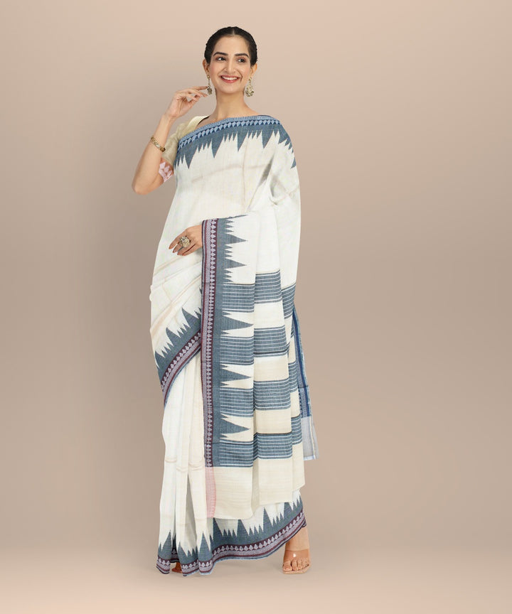 Cream grey tussar silk handwoven chhattisgarh saree