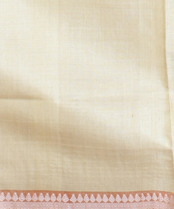 Cream grey tussar silk handwoven chhattisgarh saree