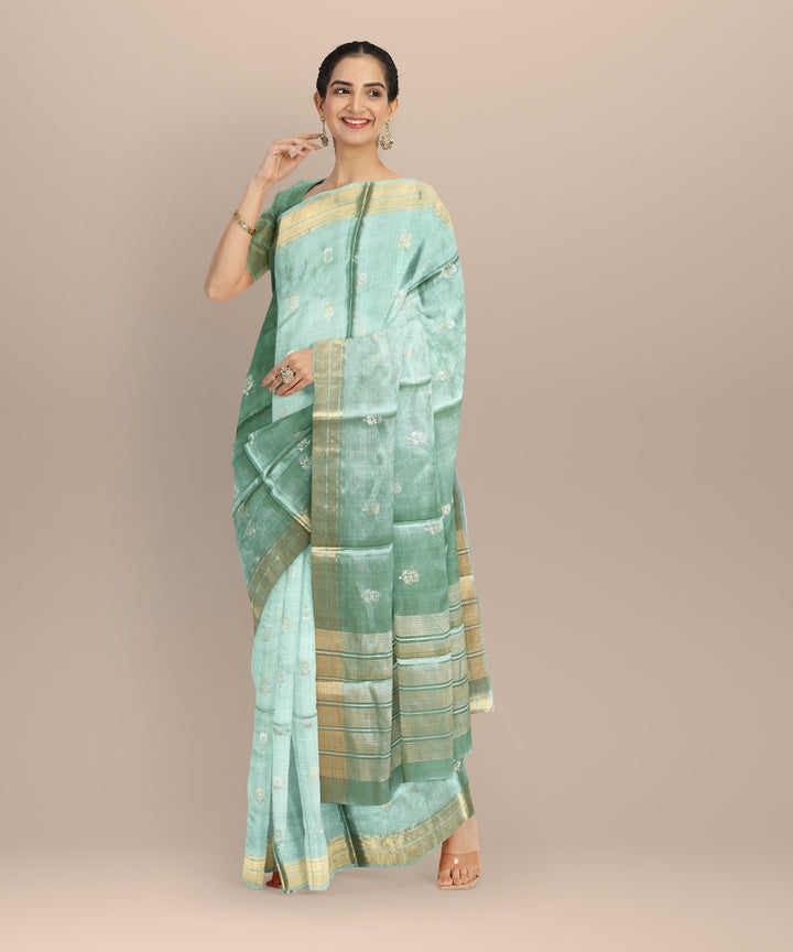 Olive green tussar silk handwoven chhattisgarh saree