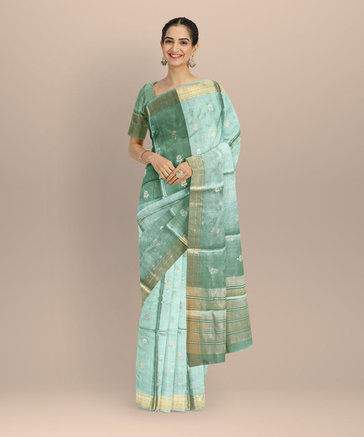 Olive green tussar silk handwoven chhattisgarh saree