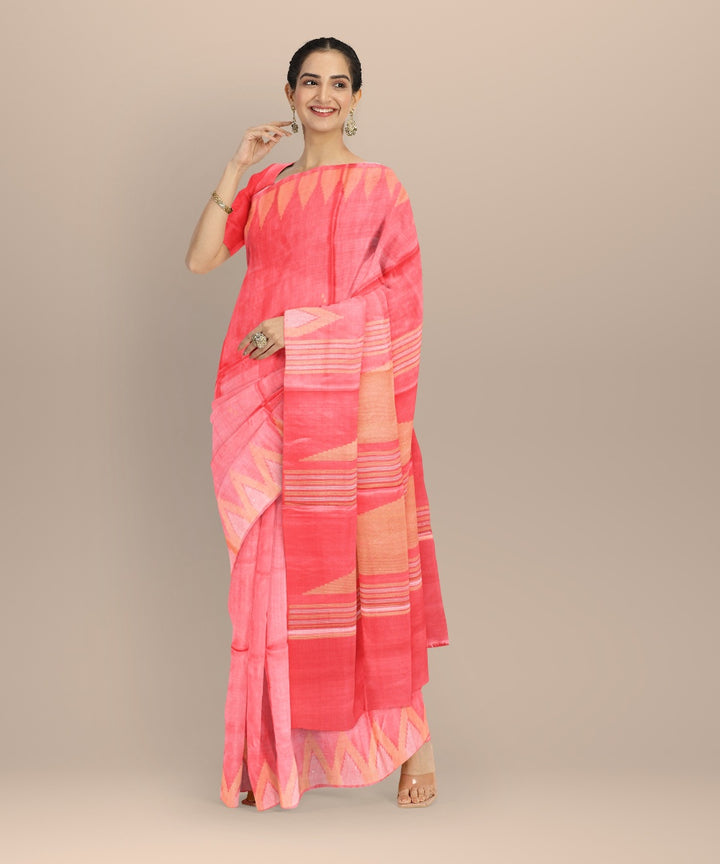 Peach tussar silk handwoven chhattisgarh saree