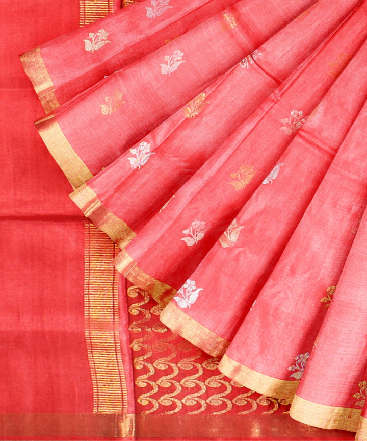 Orange handwoven tussar silk chhattisgarh saree