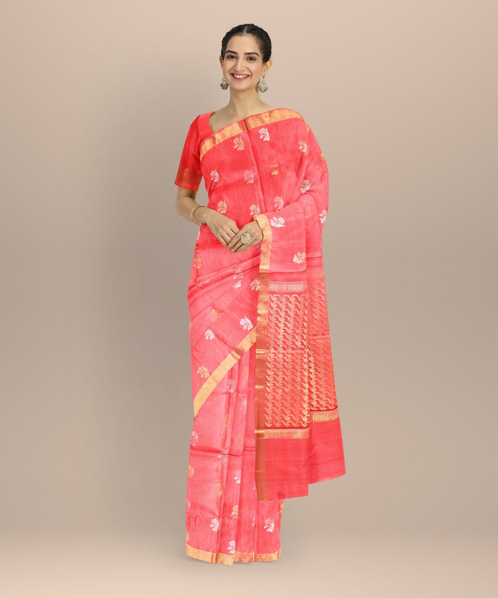 Orange handwoven tussar silk chhattisgarh saree