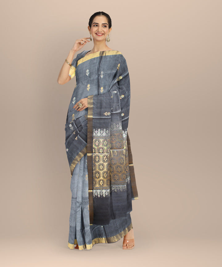 Grey tussar silk handloom chhattisgarh saree