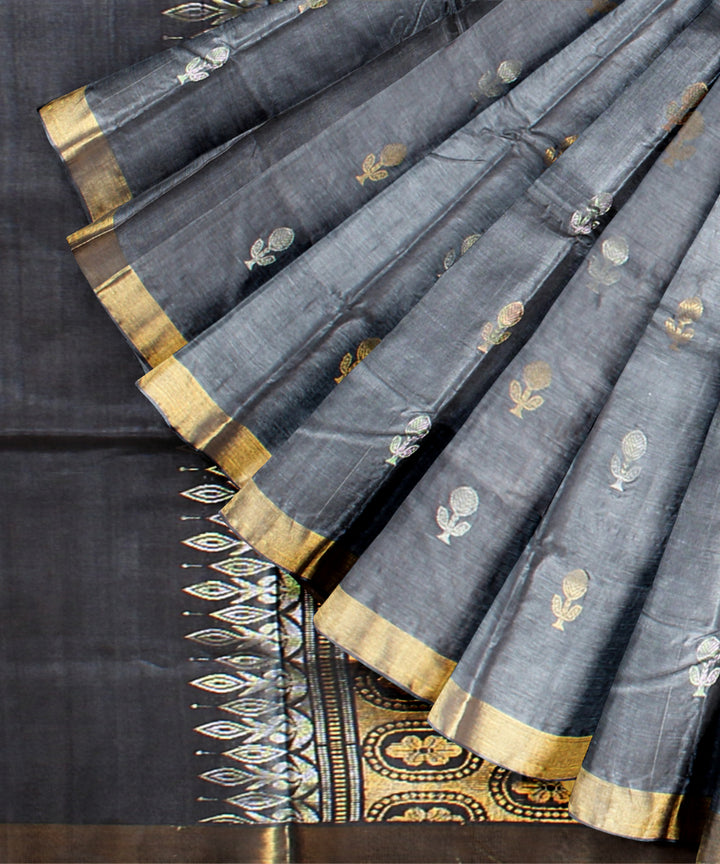 Grey tussar silk handloom chhattisgarh saree