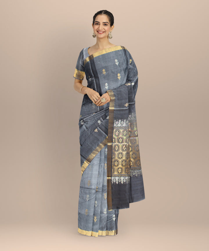 Grey tussar silk handloom chhattisgarh saree