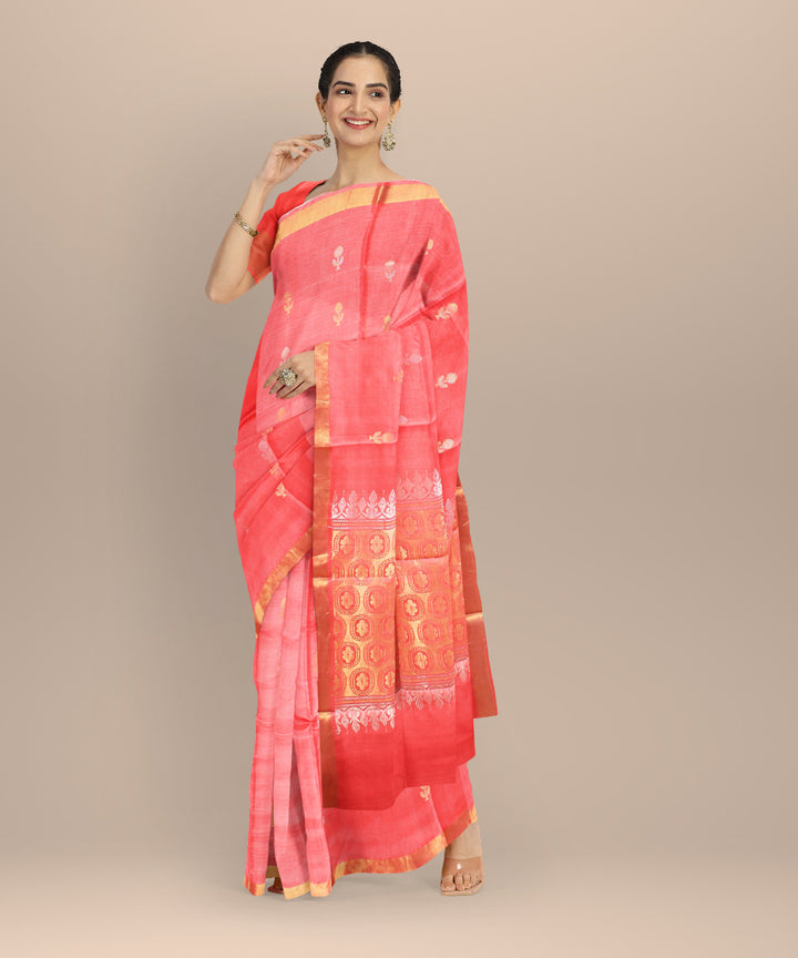 Orange tussar silk handwoven chhattisgarh saree