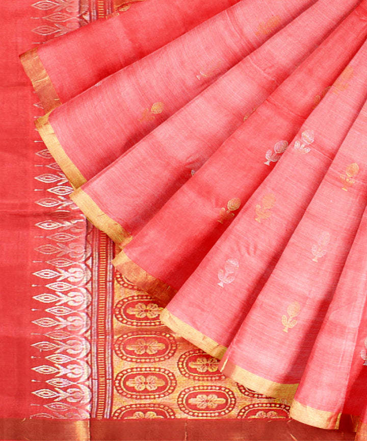 Orange tussar silk handwoven chhattisgarh saree