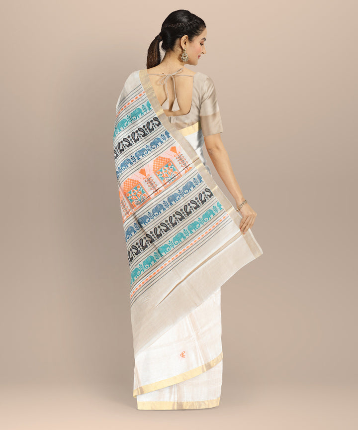Beige tussar silk handwoven chhattisgarh saree