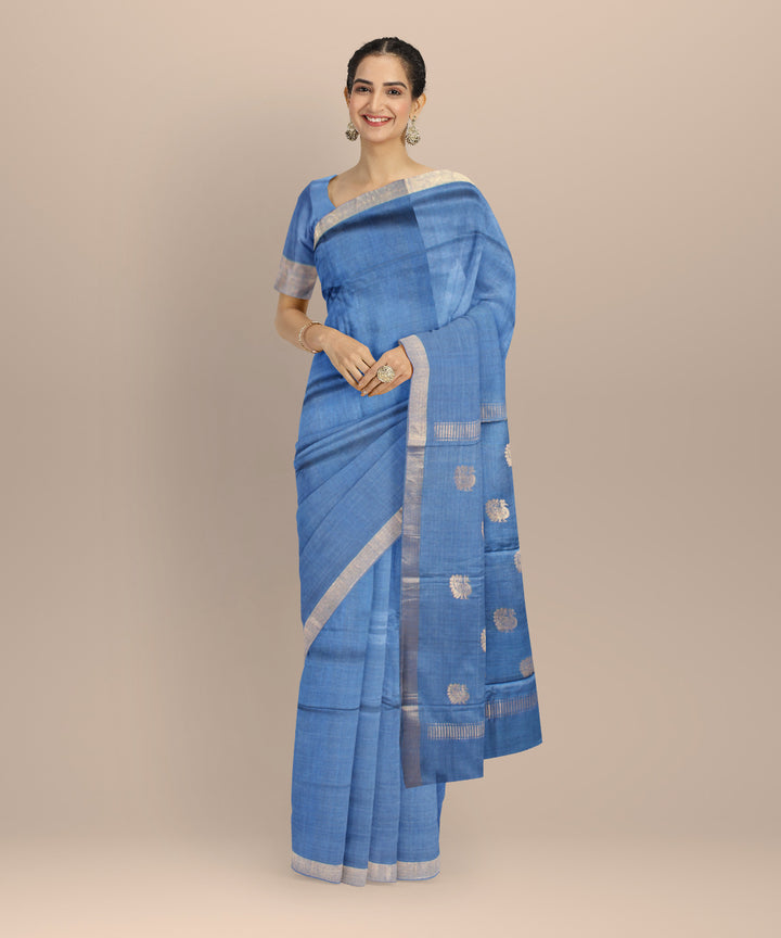 Navy blue tussar silk handwoven chhattisgarh saree