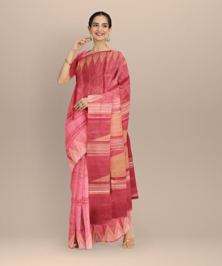 Peach tussar silk handwoven chhattisgarh saree