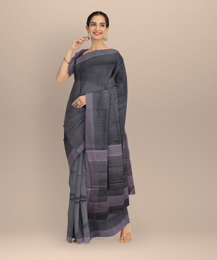 Grey tussar silk handwoven chhattisgarh handloom saree