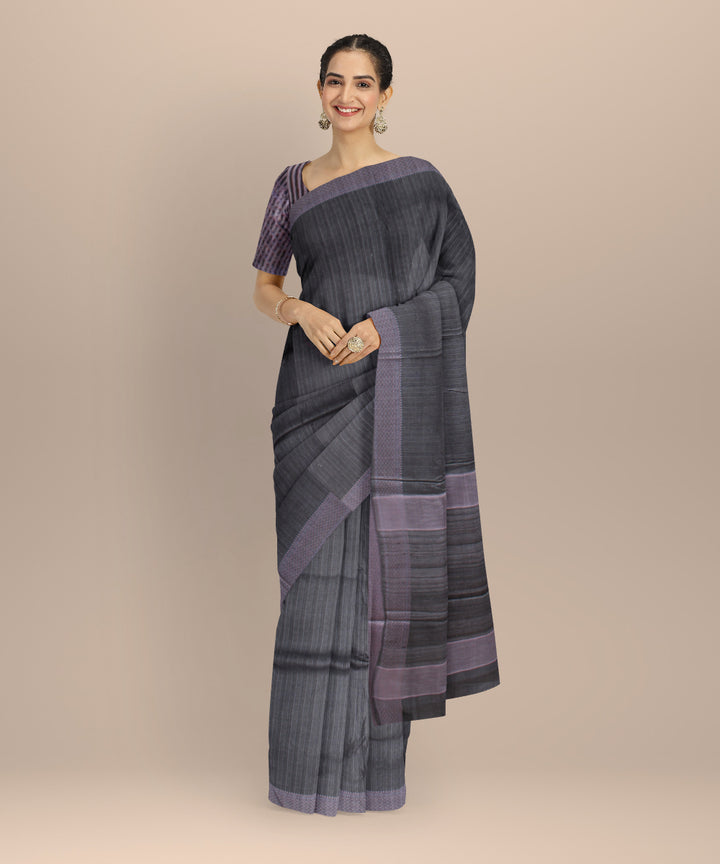Grey tussar silk handwoven chhattisgarh handloom saree