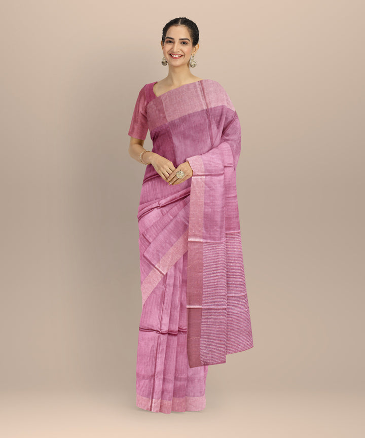 Pink tussar silk handwoven chhattisgarh saree