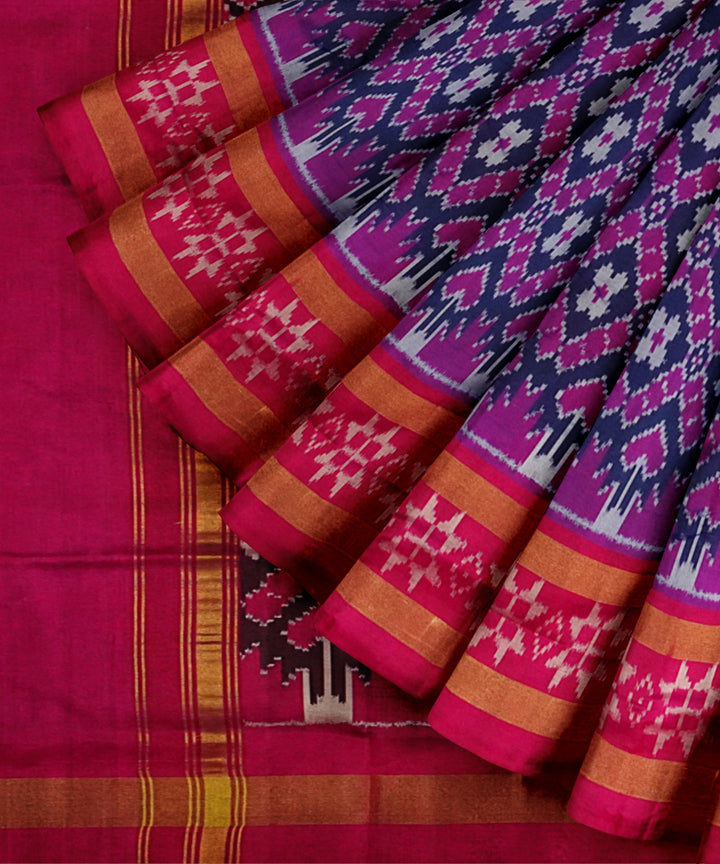 Purple pink handloom pochampally ikat silk saree