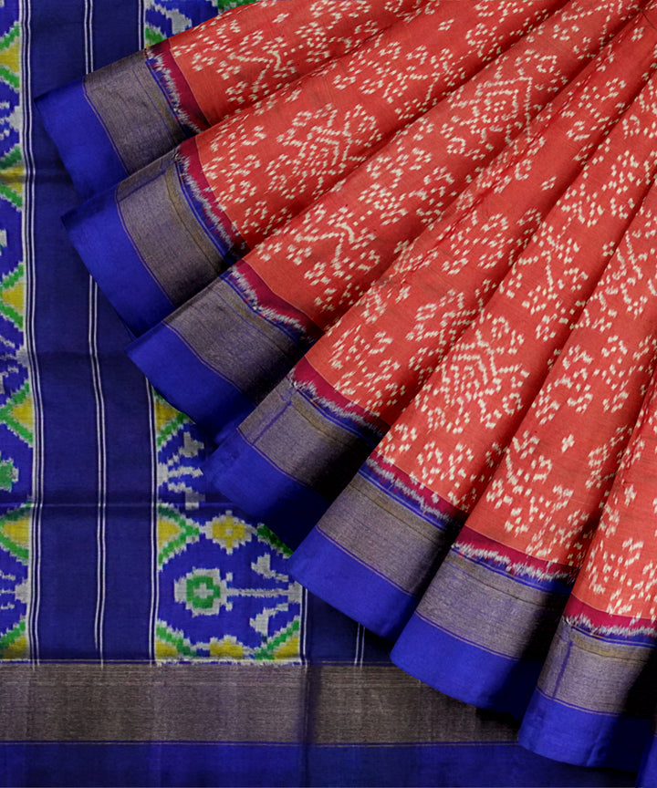 Red royal blue handloom pochampally ikat silk saree