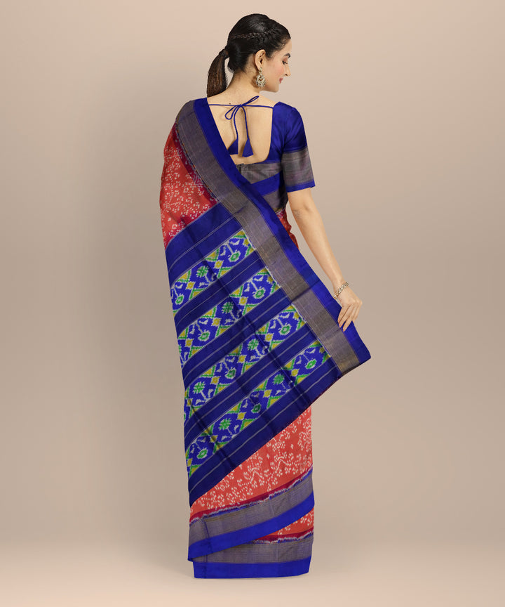 Red royal blue handloom pochampally ikat silk saree