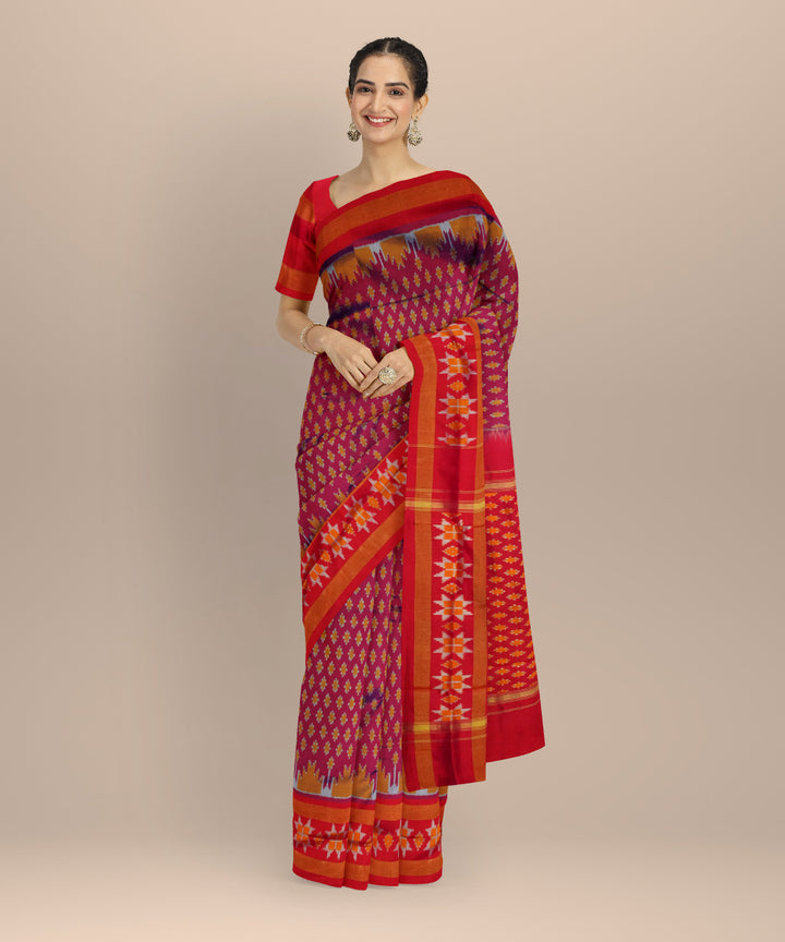 Pink mustard handloom pochampally ikat silk saree