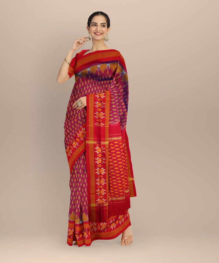 Pink mustard handloom pochampally ikat silk saree