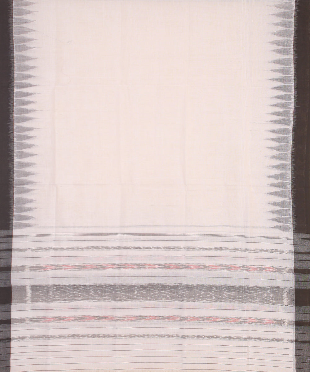 Offwhite black handwoven cotton sambalpuri dress material