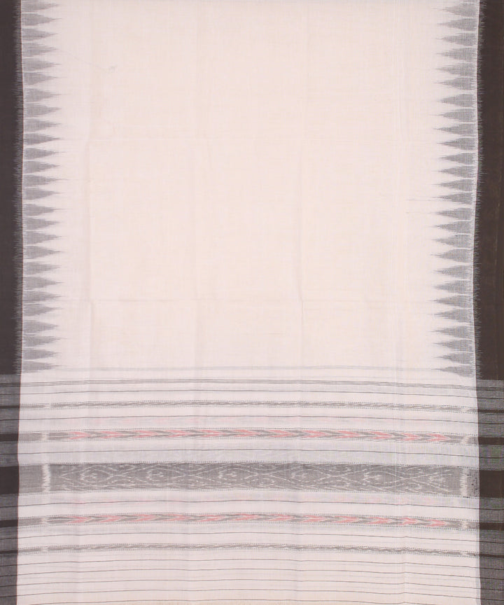 Offwhite black handwoven cotton sambalpuri dress material