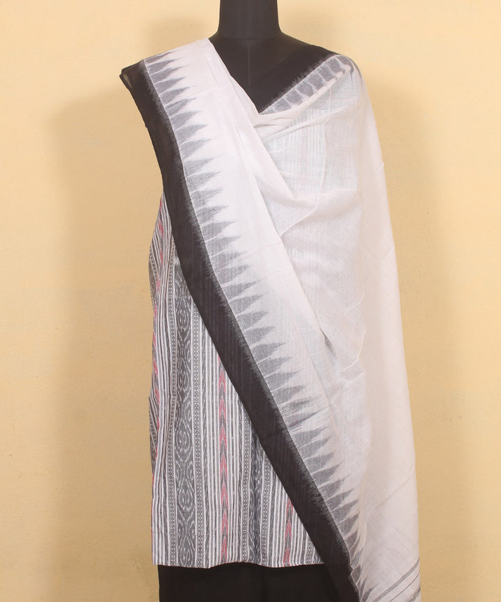 Offwhite black handwoven cotton sambalpuri dress material