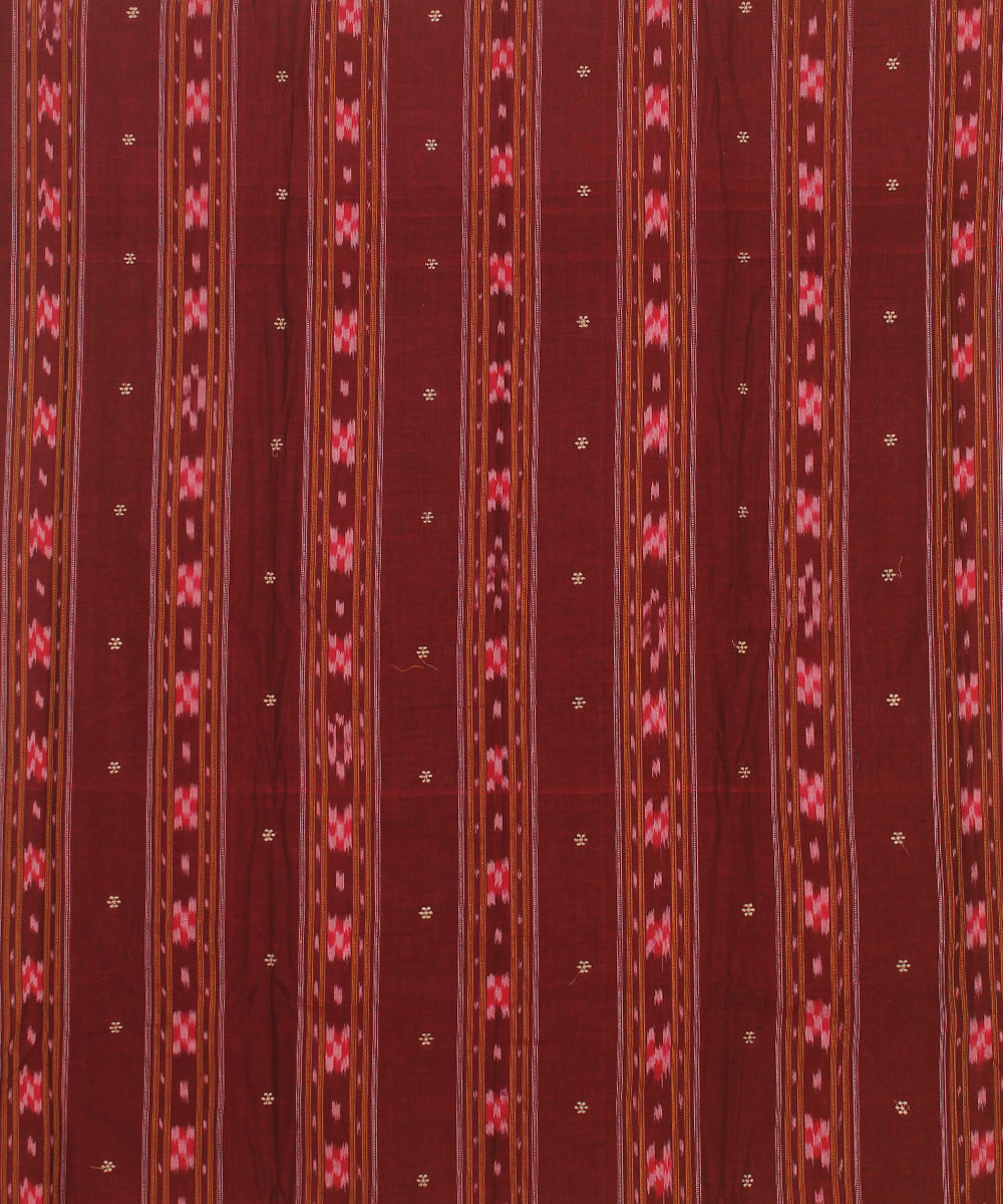 Maroon cream handwoven cotton sambalpuri dress material