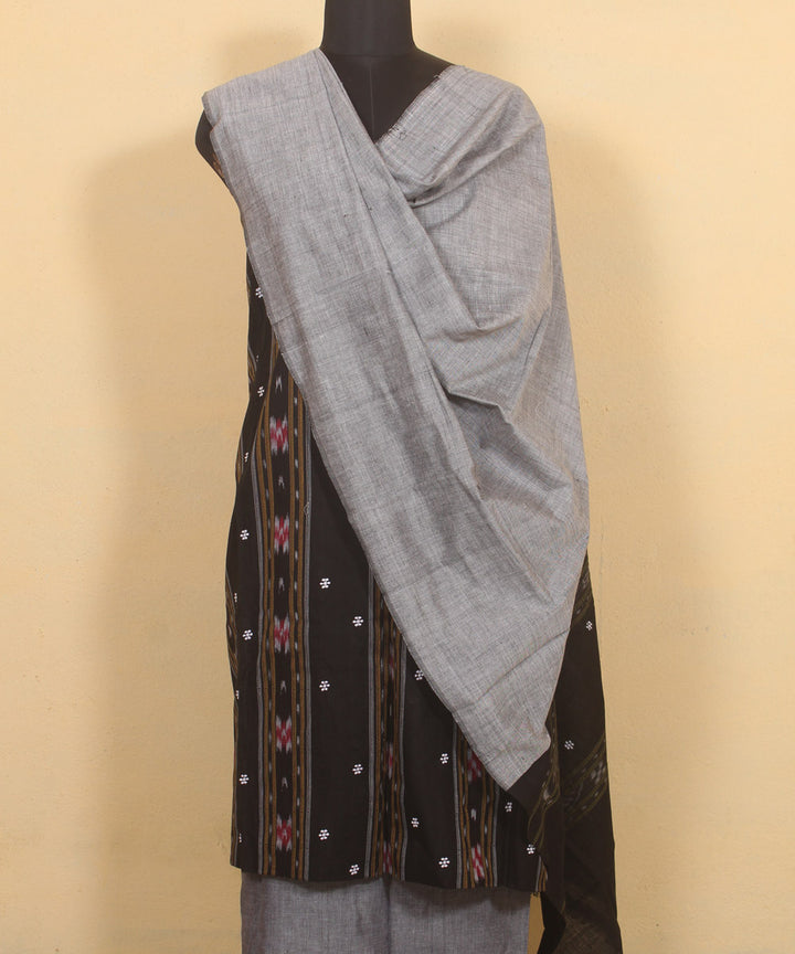 Black grey cotton handwoven sambalpuri dress material