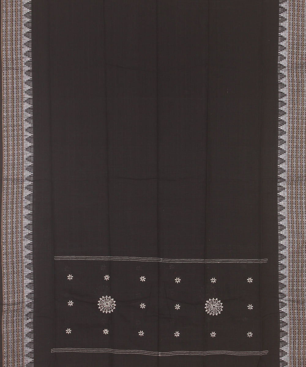 Offwhite black cotton handwoven sambalpuri dress material