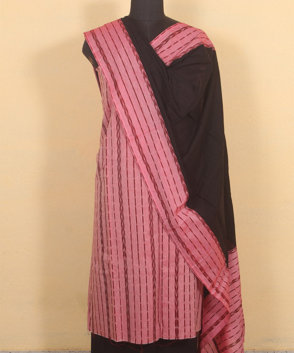 Pink black patch work dupatta cotton sambalpuri dress material