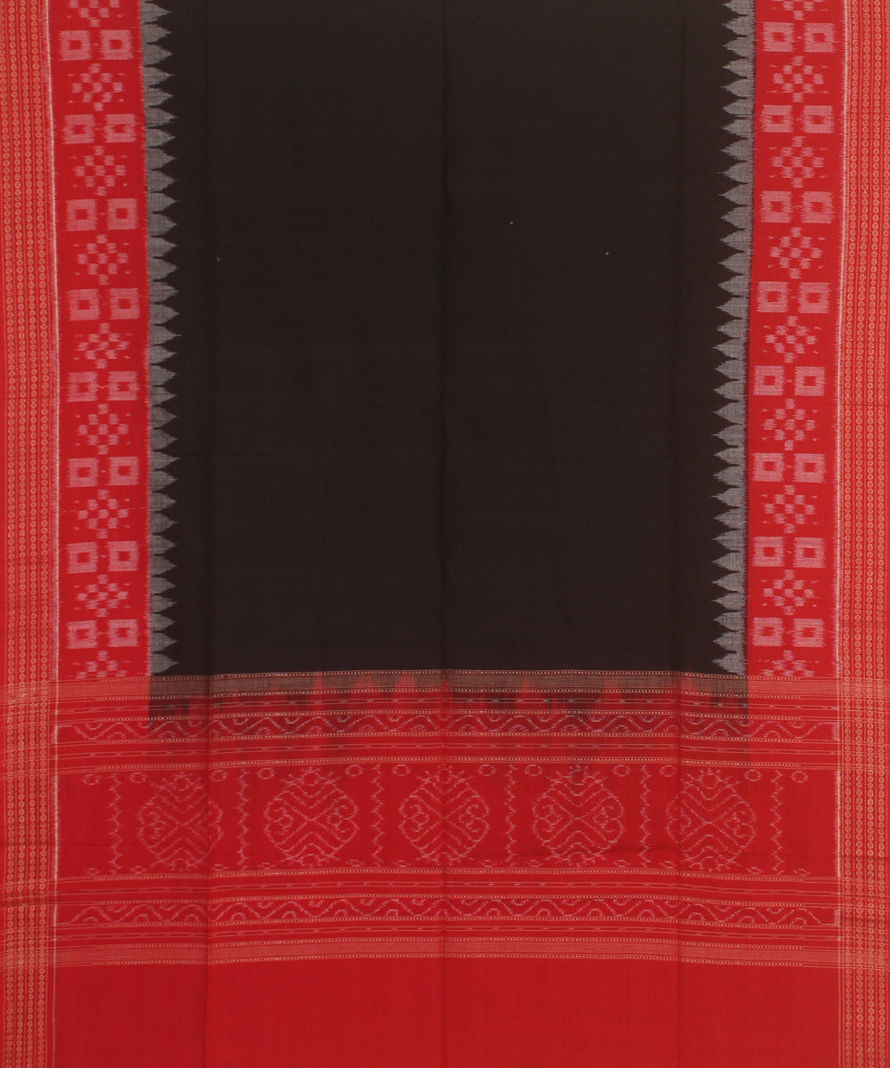 Red black handwoven cotton sambalpuri dress material