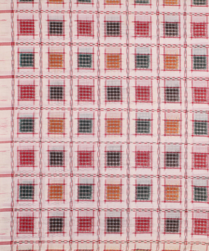 White red handwoven cotton sambalpuri dress material