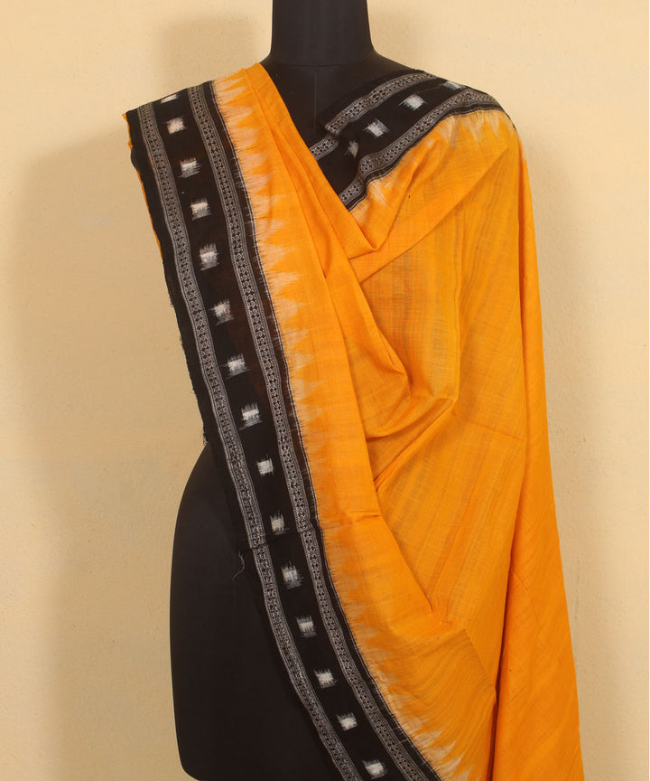 Yellow black handwoven cotton sambalpuri dupatta