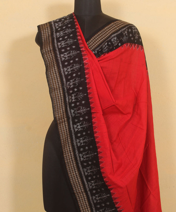 Red black cotton handwoven sambalpuri dupatta