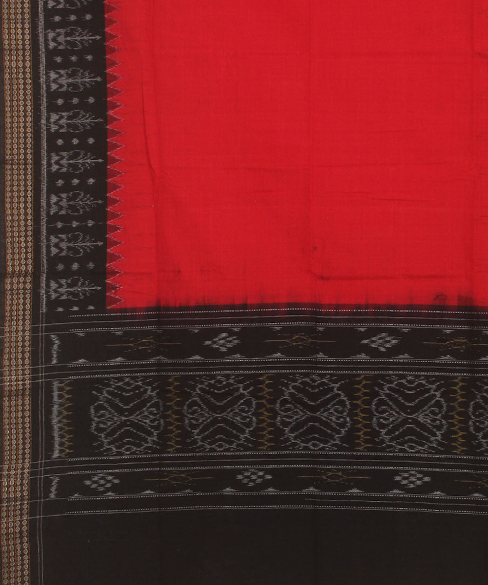 Red black cotton handwoven sambalpuri dupatta