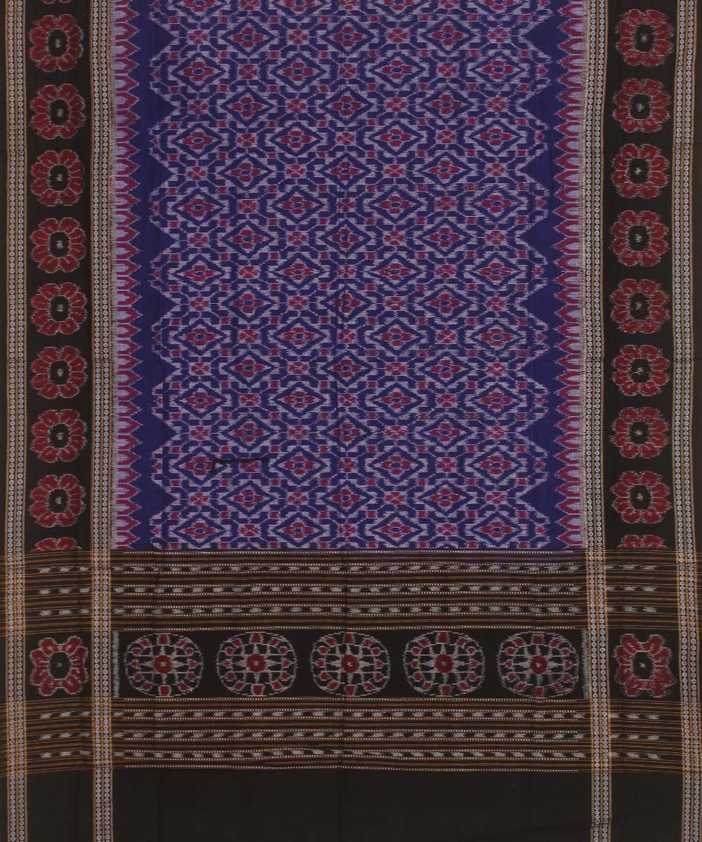 Navy blue black handwoven cotton sambalpuri dupatta
