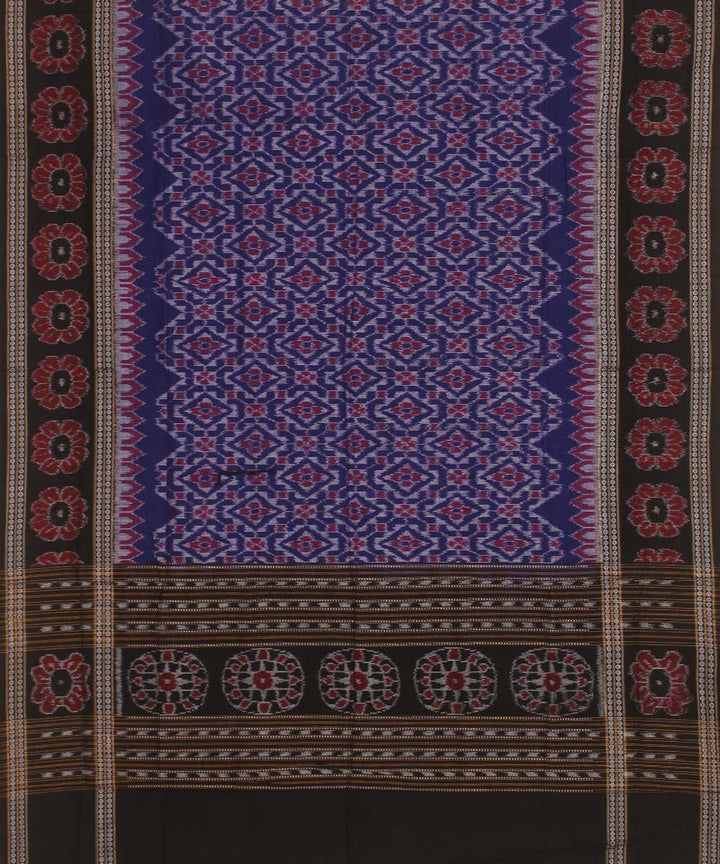 Navy blue black handwoven cotton sambalpuri dupatta
