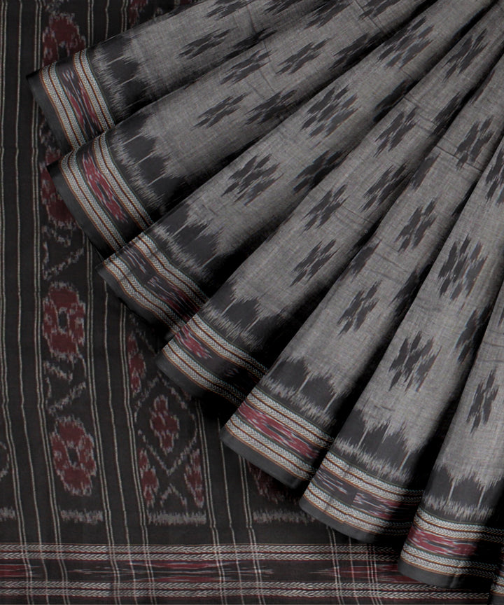 Grey black cotton handloom nuapatna saree