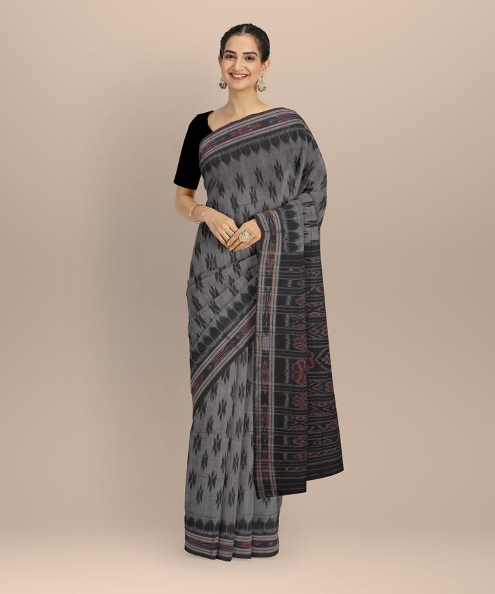 Grey black cotton handloom nuapatna saree