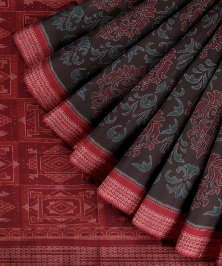 Brown red handloom sambalpuri cotton saree
