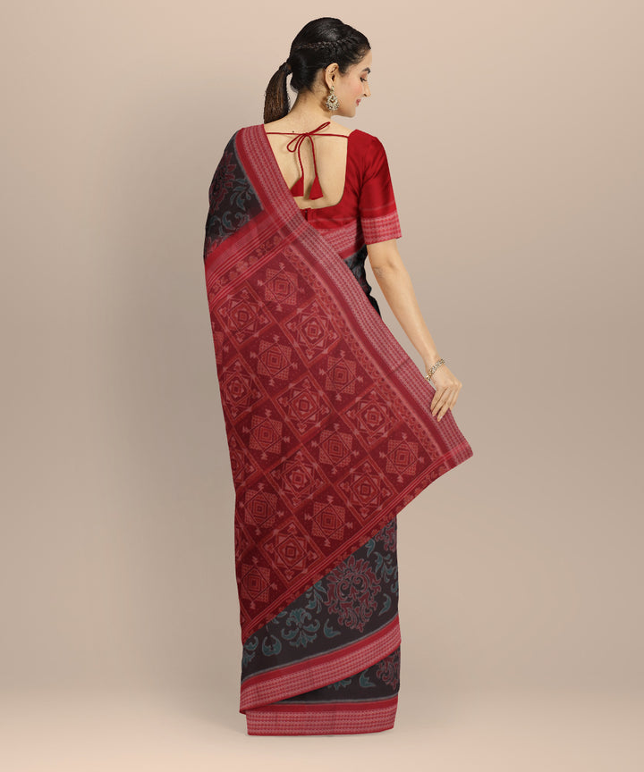 Brown red handloom sambalpuri cotton saree