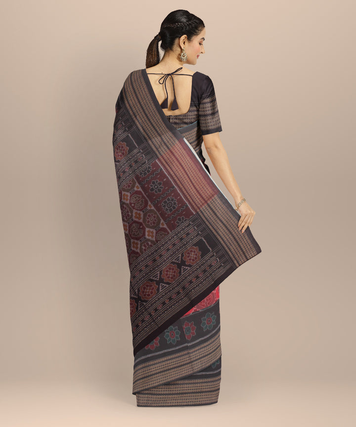 Red black handloom sambalpuri cotton saree